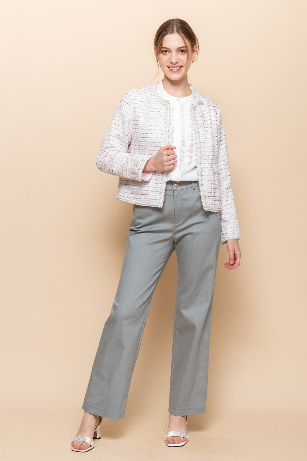 perng yuh 芃諭名品 晶亮柔緻 嵌蔥花紗 外套(20