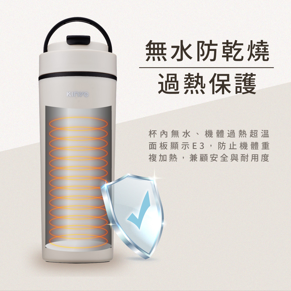 無水防乾燒 過熱保護 杯內無水、機體過熱超溫 面板顯示E3,防止機體重 複加熱,兼顧安全與耐用度