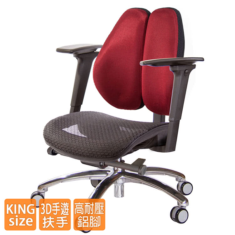 GXG 大網座 低雙背工學椅 鋁腳/3D手遊休閒扶手(TW-