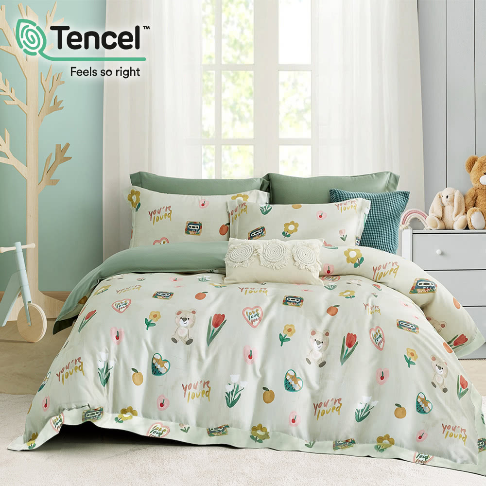 貝兒居家寢飾生活館 60支100%天絲七件式兩用被床罩組 裸