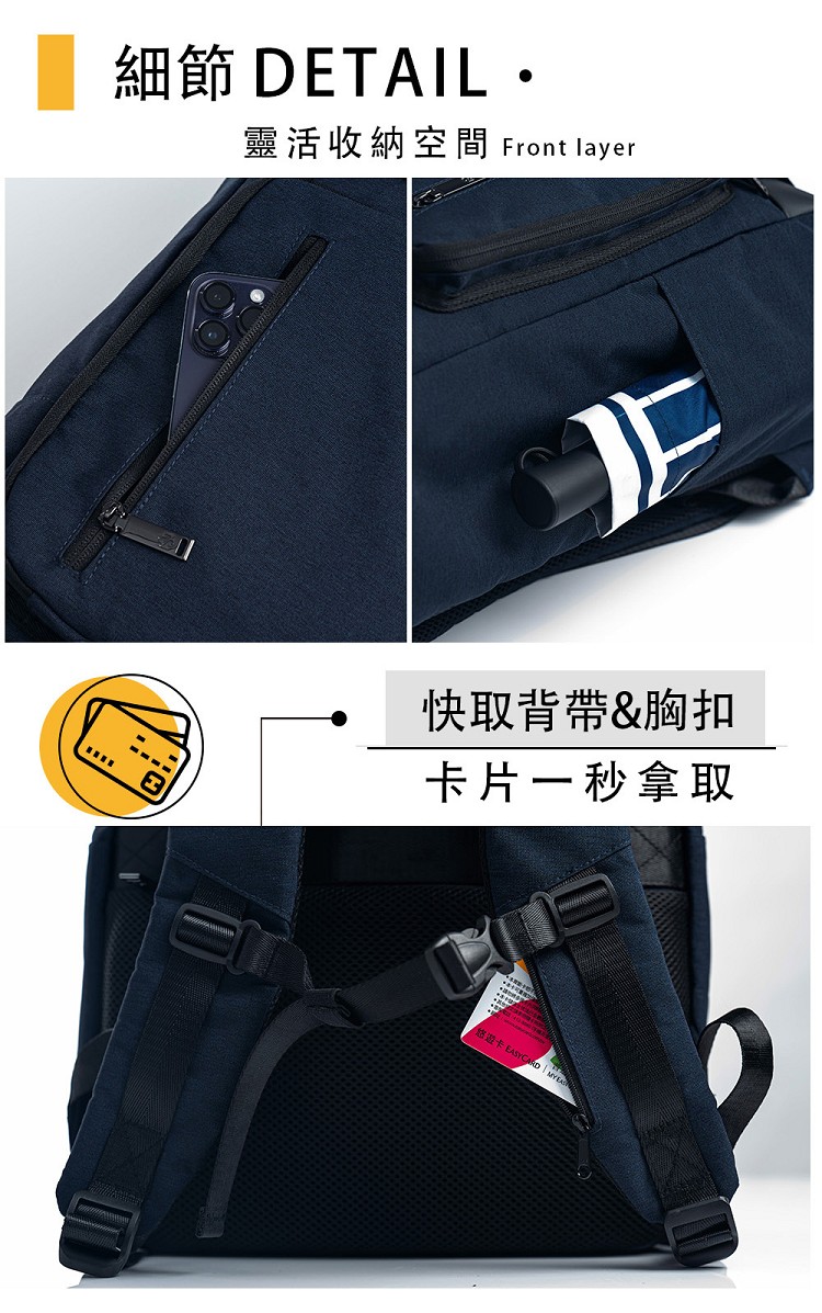 細節 DETAIL 靈活收納空間 快取背帶胸扣 卡片一秒拿取 絡遊卡 EASYCD MYEON 