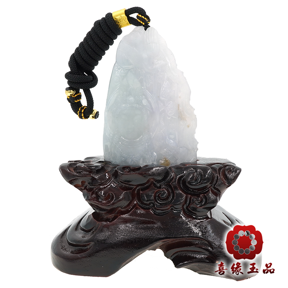 喜緣玉品 天然冰種翡翠灑金觀音擺件(直)折扣推薦