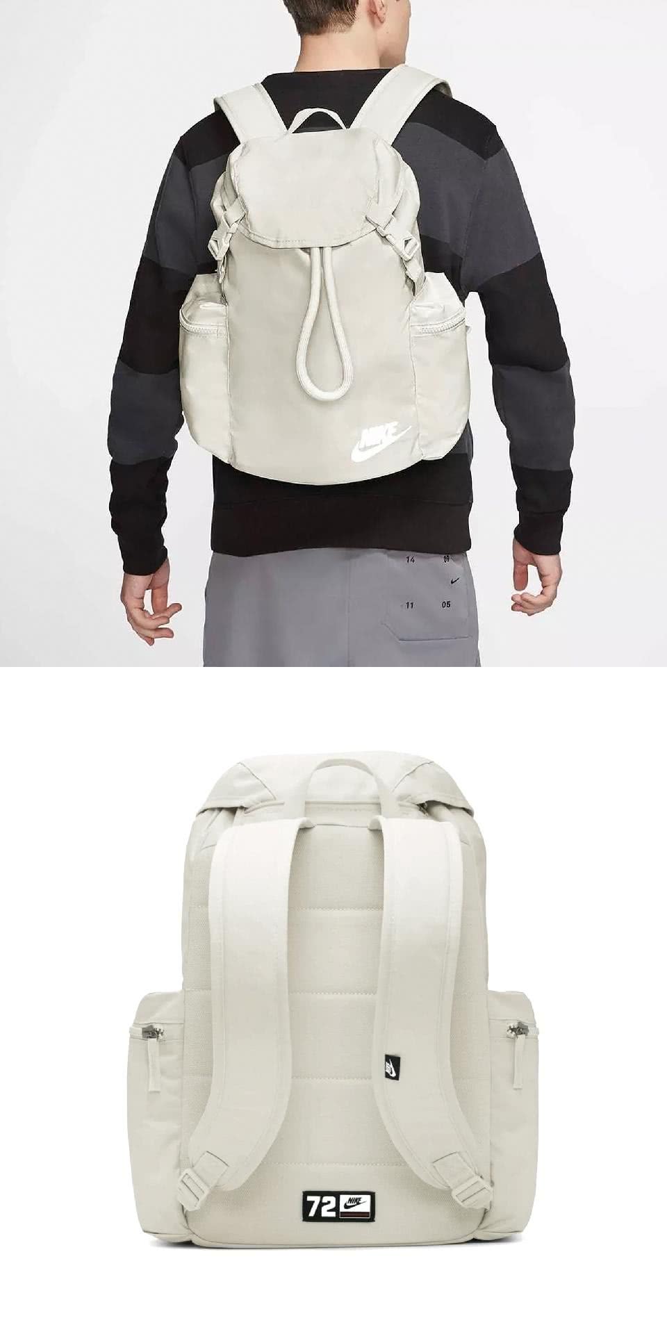 NIKE 耐吉 後背包 Heritage 米白 翻蓋式 束口