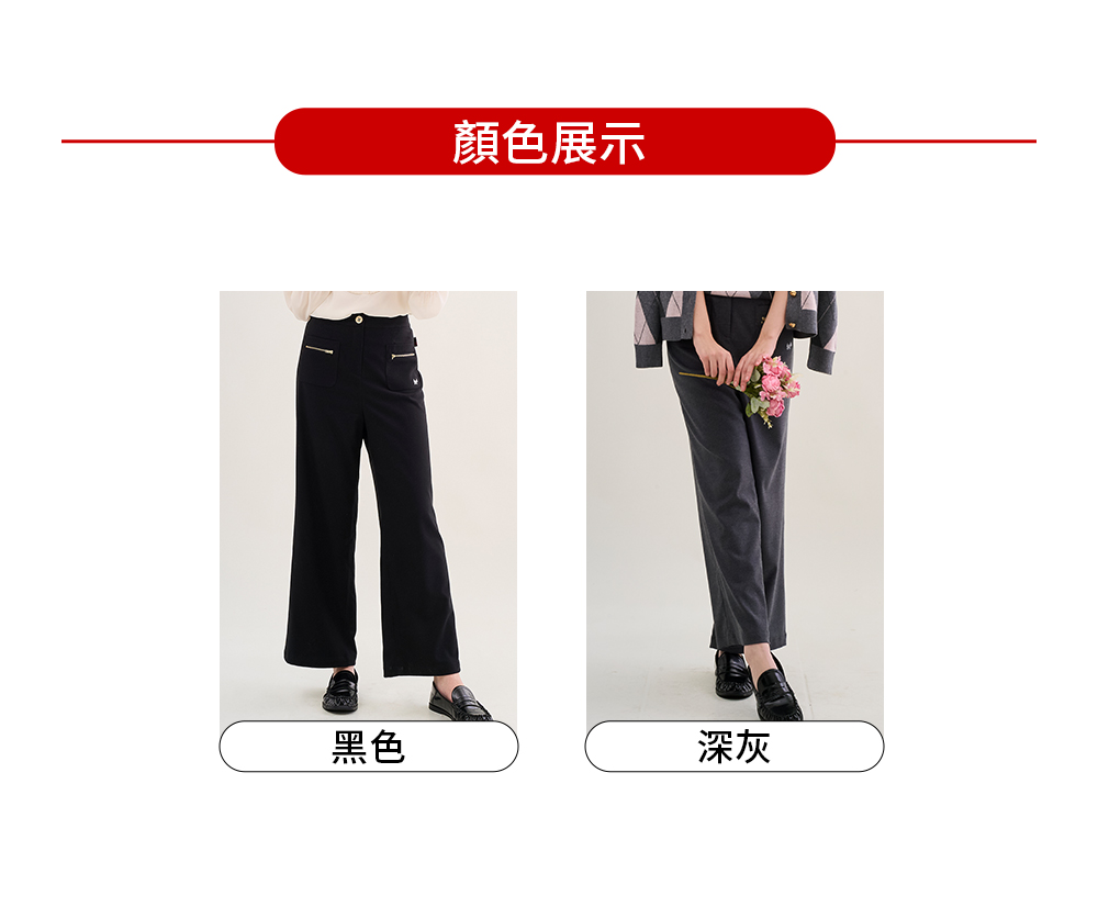 SCOTTISH HOUSE 拉鍊貼袋直筒長褲-黑/灰 CH