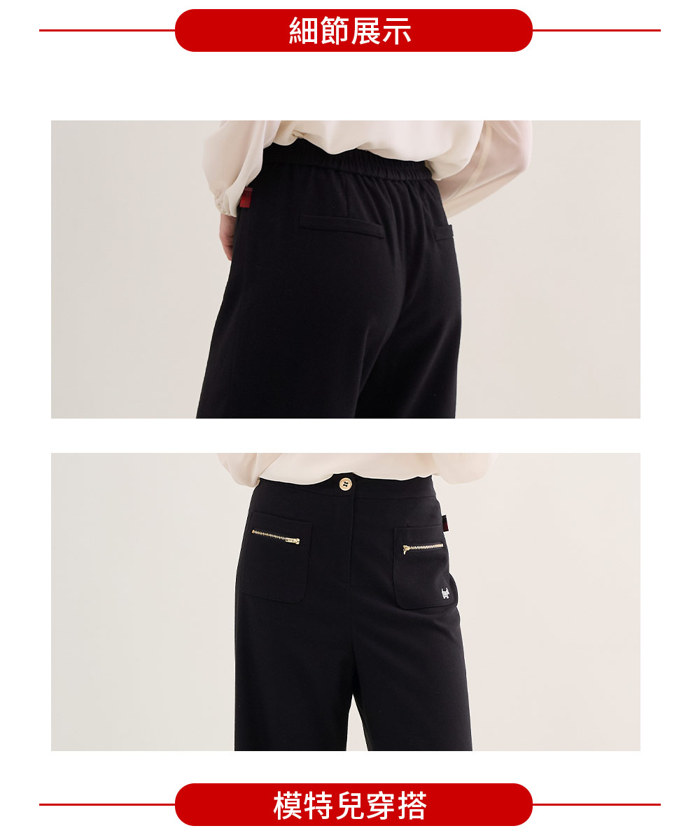 SCOTTISH HOUSE 拉鍊貼袋直筒長褲-黑/灰 CH