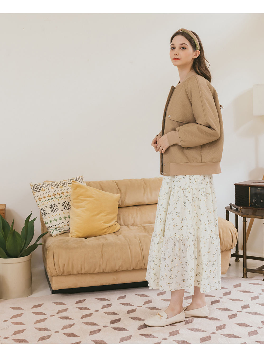 CUMAR 花型線條車線鋪棉長袖外套(粉 卡)好評推薦