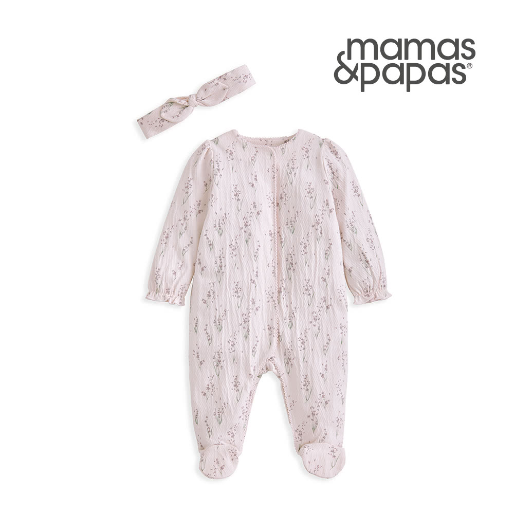 Mamas & Papas 穗花薰衣草-長袖連身衣/髮帶(2