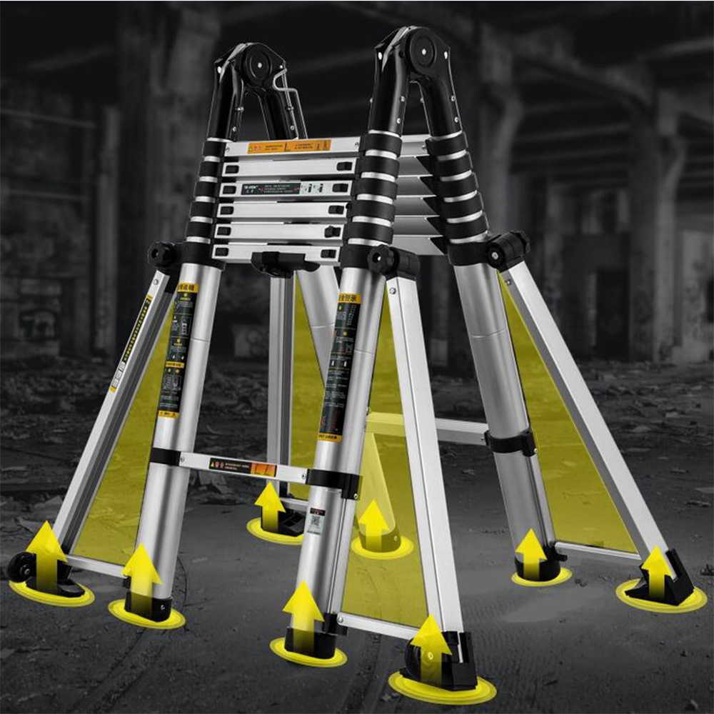 SoogSH （3.7+3.7m）伸縮梯子樓梯鋁合金人字梯工