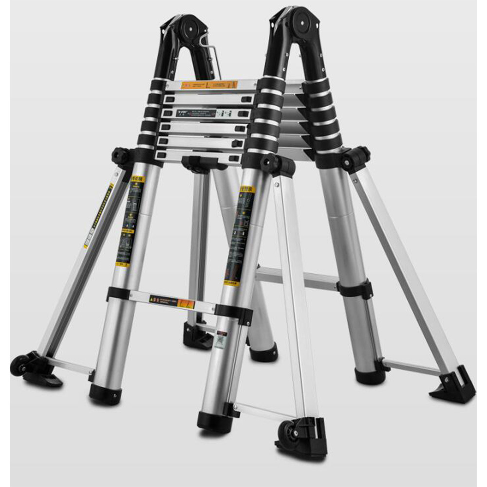 SoogSH （3.7+3.7m）伸縮梯子樓梯鋁合金人字梯工