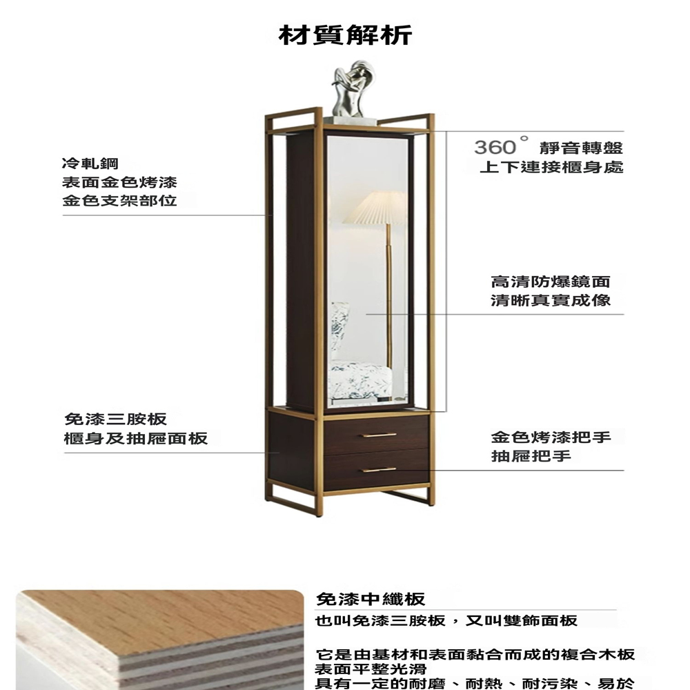 樂多家居 穿衣鏡 全身鏡 家用臥室落地鏡 多功能儲物展示櫃(