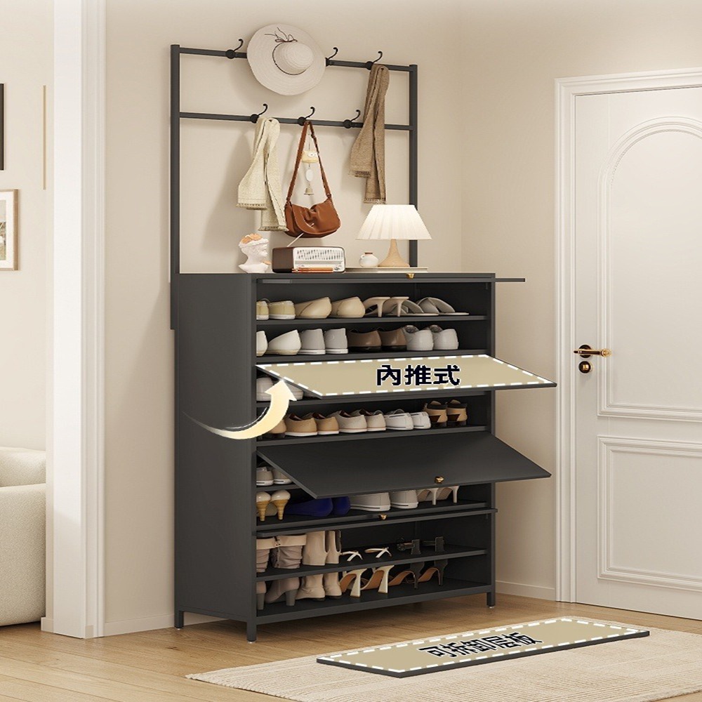 顧家家居 3門6層衣帽式鞋架附帶抽屜-80×36×197(落