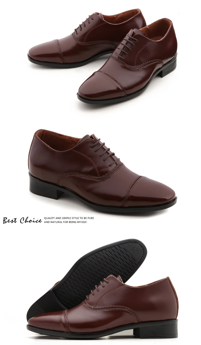 HIKOREA 韓國空運。紳士款增高5cm亮面皮革拼接綁帶尖