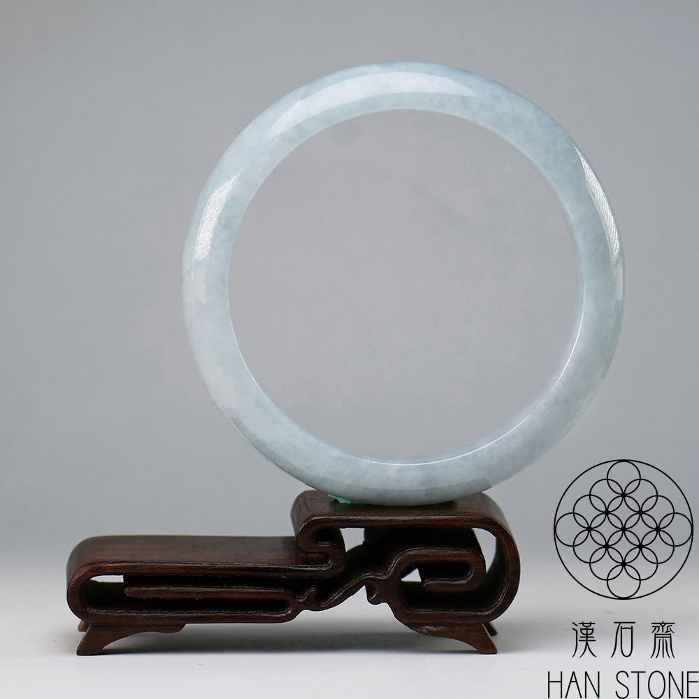 漢石齋 天然翡翠A貨 大手圍手鐲玉鐲 淺色春帶彩種 福 利 