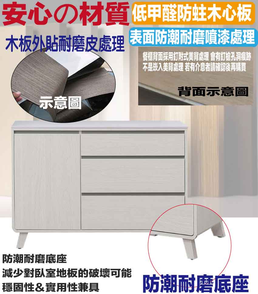 文創集 泰格利4尺岩板低餐櫃折扣推薦