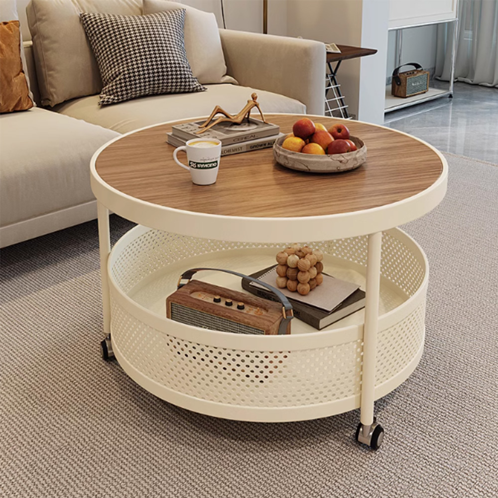 SongSH （直徑80cm）奶油風輕奢岩板客廳茶几小戶型家