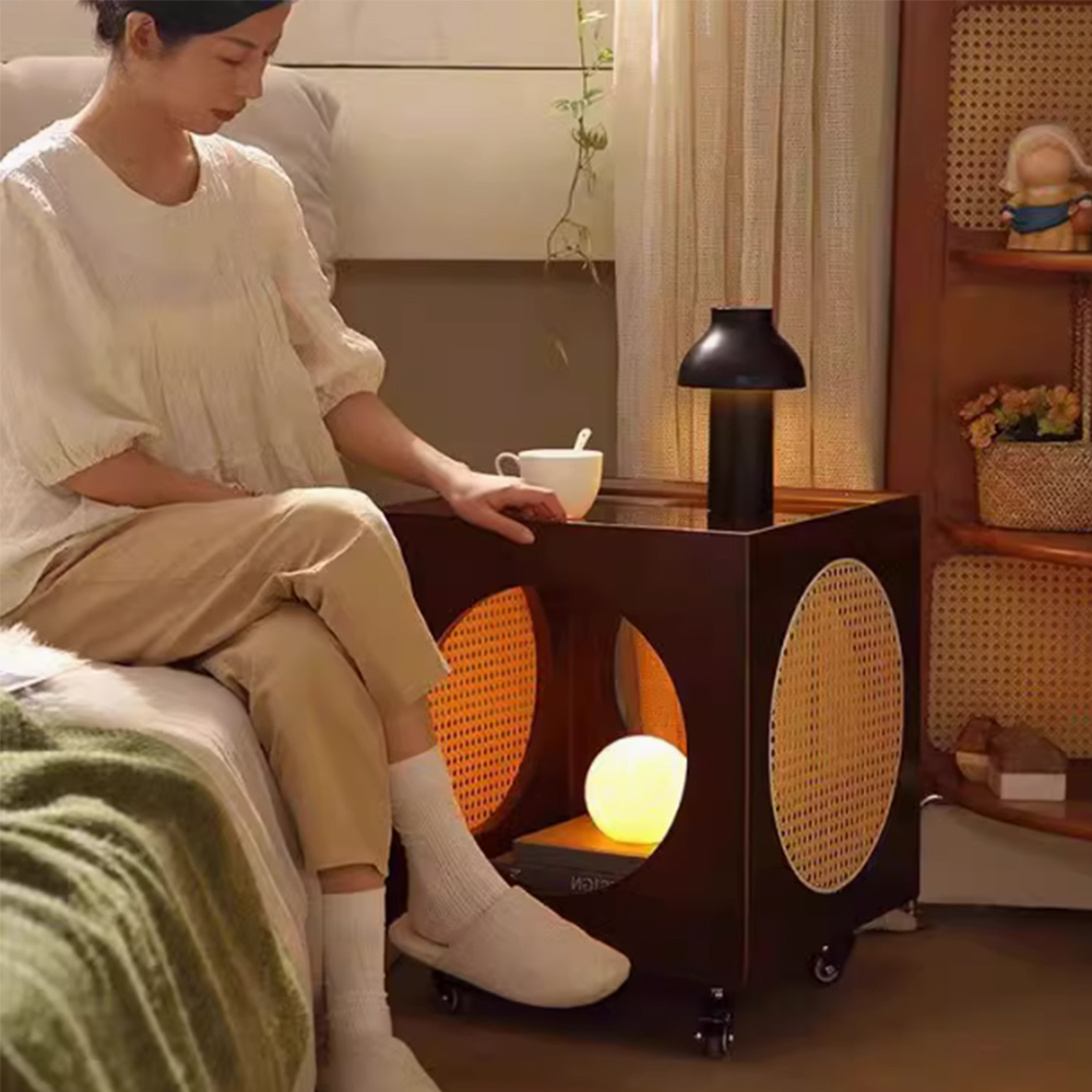 SongSH 網紅實木沙發邊幾可移動客廳家用迷你玻璃角幾中古