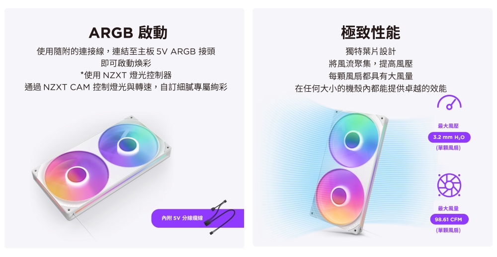 通過 NZXT CAM 控制燈光與轉速,自訂細膩專屬絢彩
