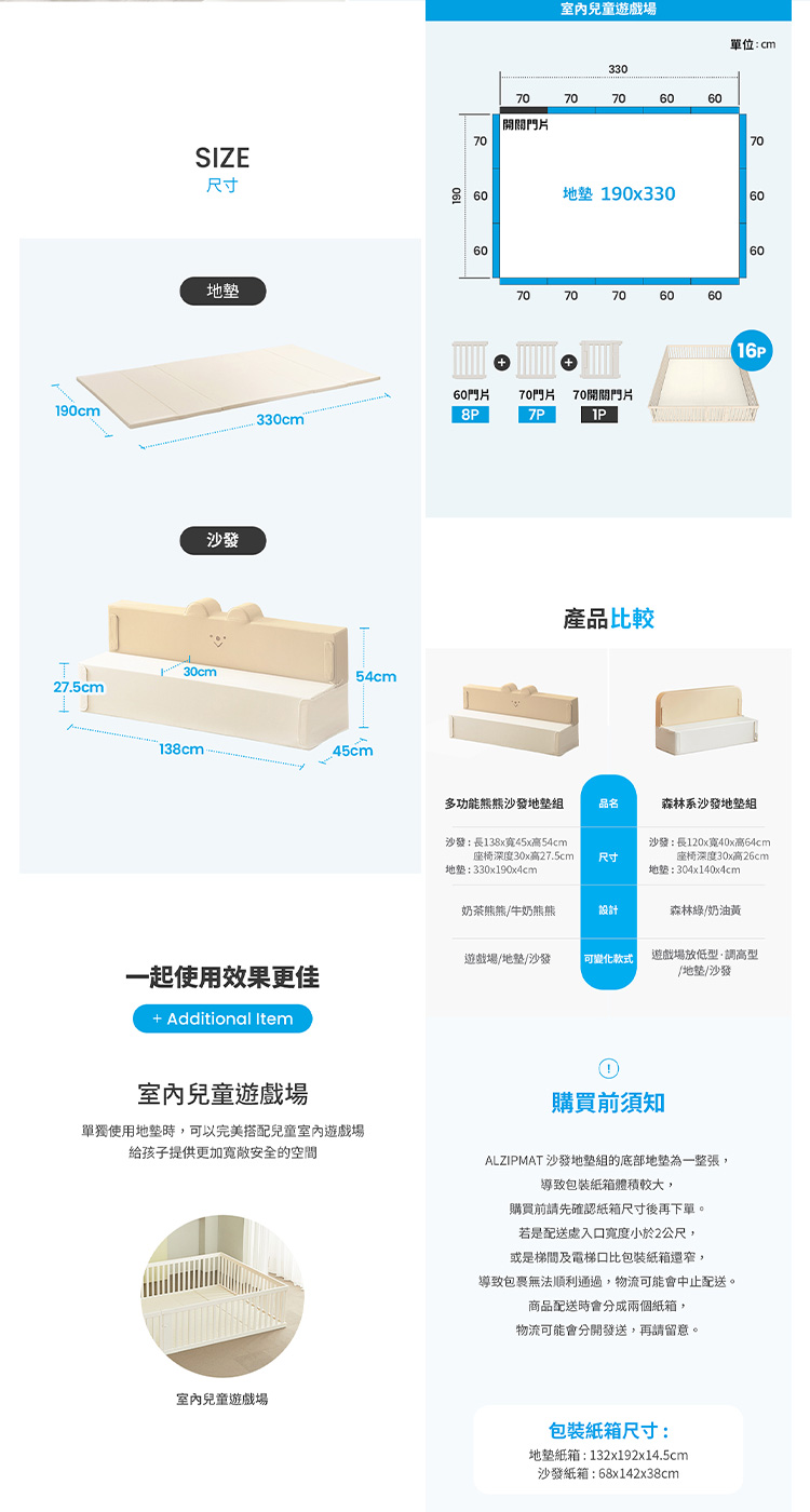 ALZIPMAT 沙發地墊組的底部地垫為一整張,