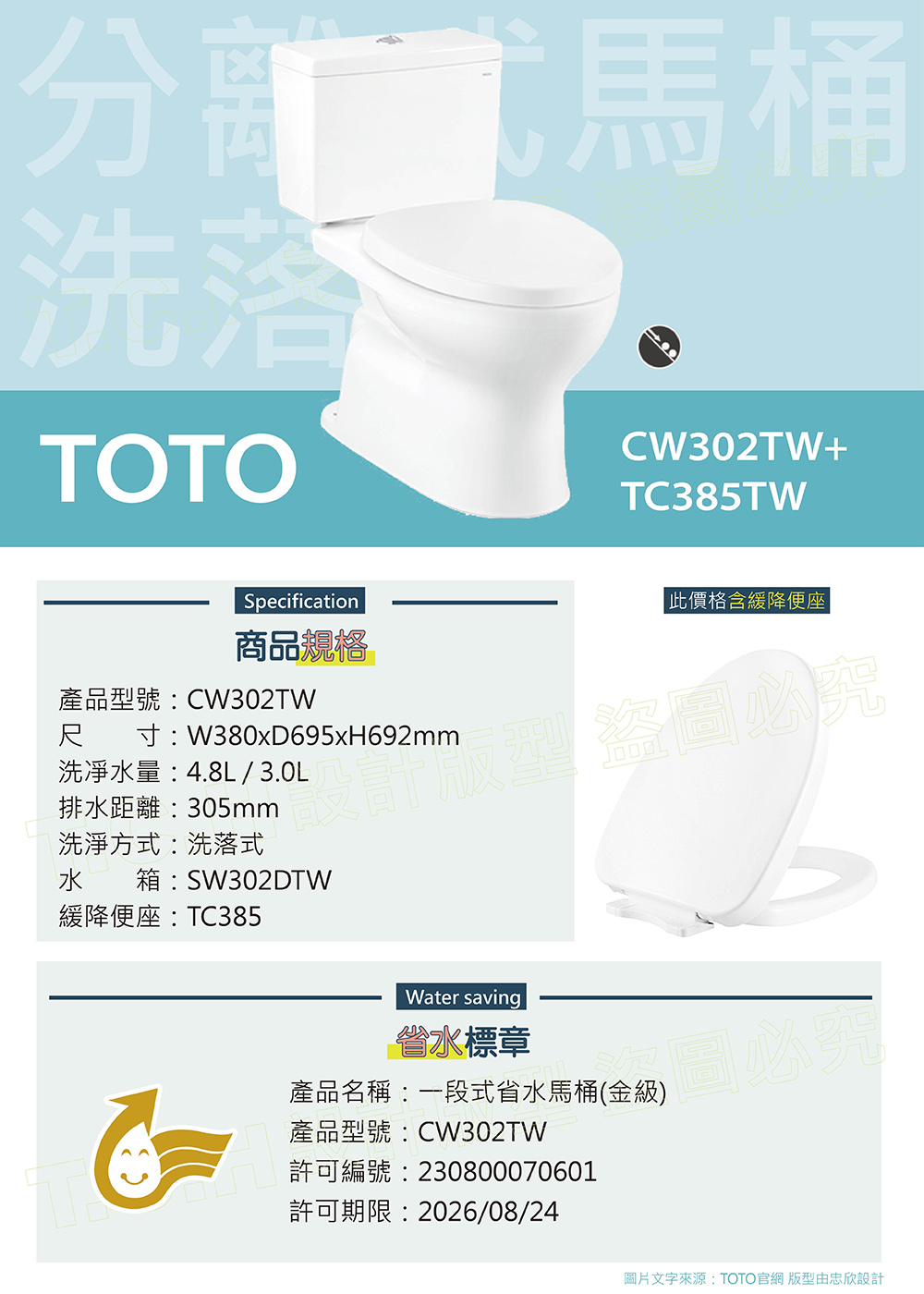 圖片文字來源TOTO官網 版型由忠欣設計