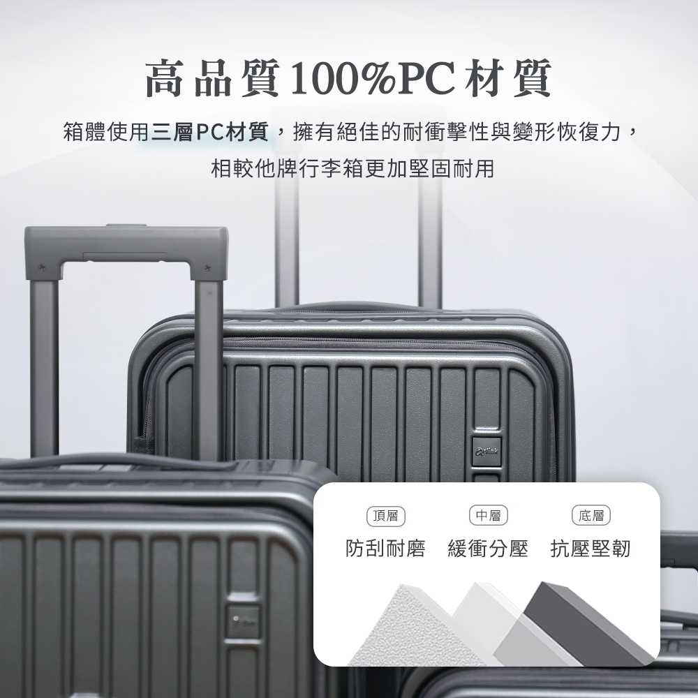 箱體使用三層PC材質,擁有絕佳的耐衝擊性與變形恢復力,