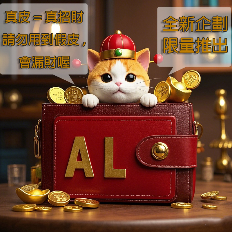真皮 真招財 請勿用到假皮 會漏財喔 全新企劃 限量推出 