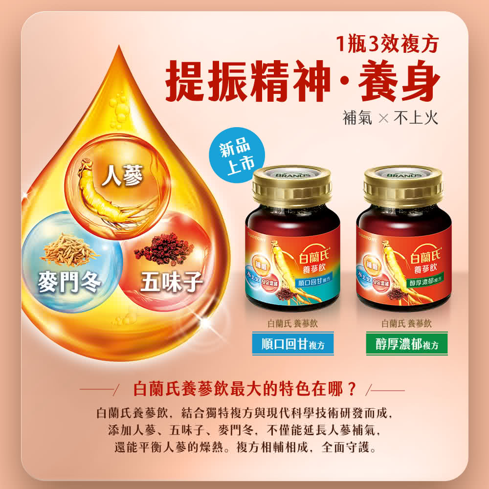 白蘭氏養蔘飲,結合獨特複方與現代科學技術研發而成,
