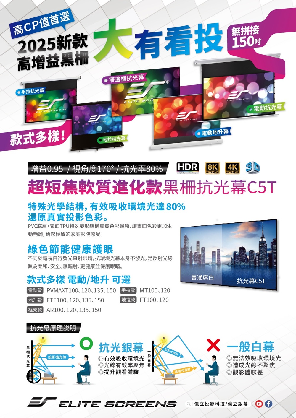 ELITE SCREENS億立銀幕 AR150H4-C5T - 詳情9