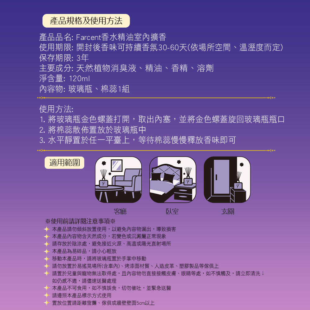 請置於兒童與寵物無法取得處,且內容物勿直接接觸皮膚、眼睛等處,如不慎觸及,請立即清洗