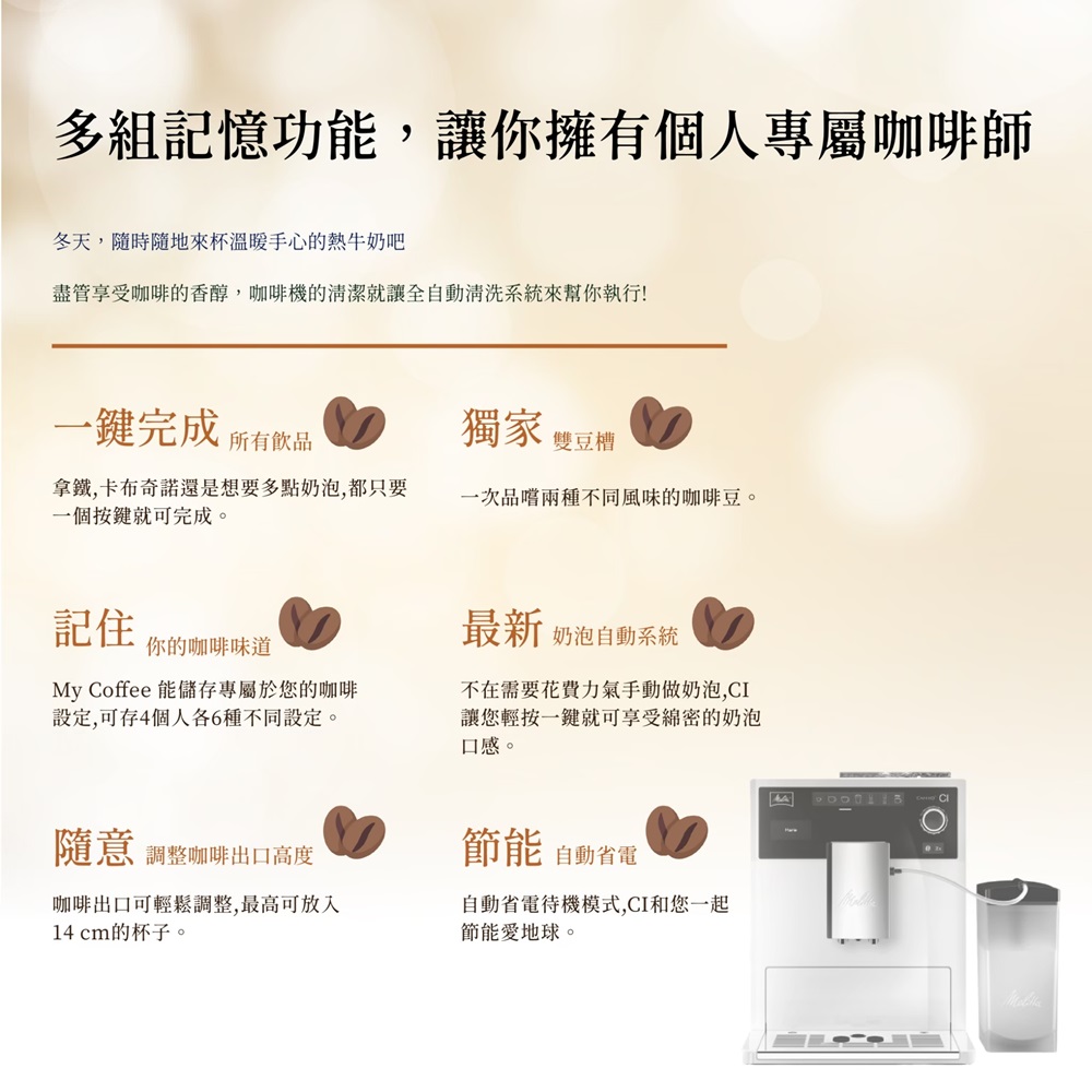 盡管享受咖啡的香醇,咖啡機的清潔就讓全自動清洗系統來幫你執行