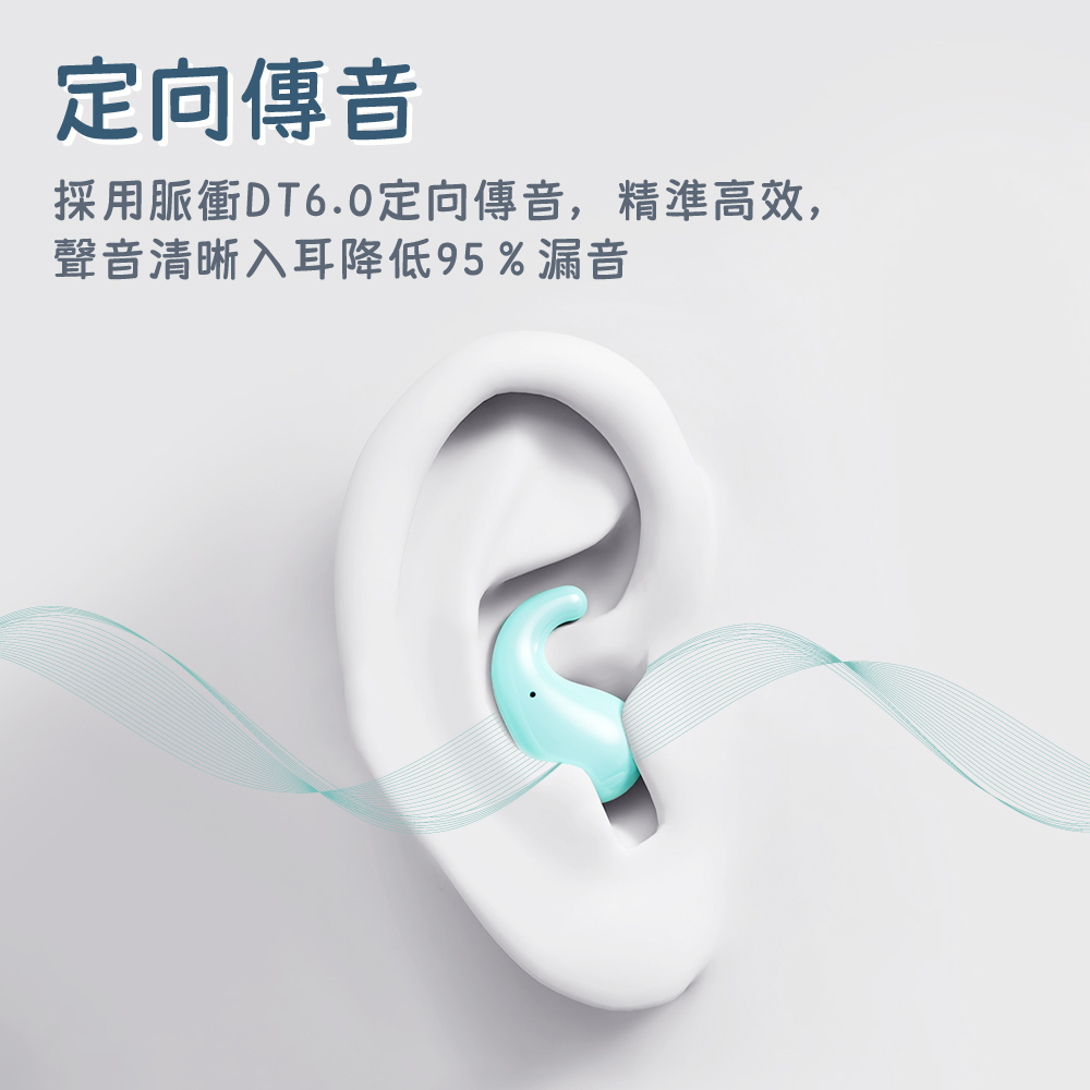 定向傳音 採用脈衝DT6.0定向傳音,精準高效, 聲音清晰入耳降低95%漏音 