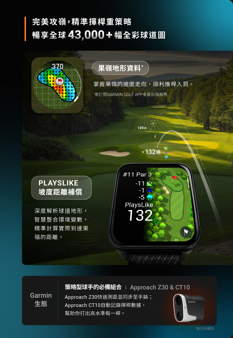需訂閱GARMIN GOLF APP會員加值服務