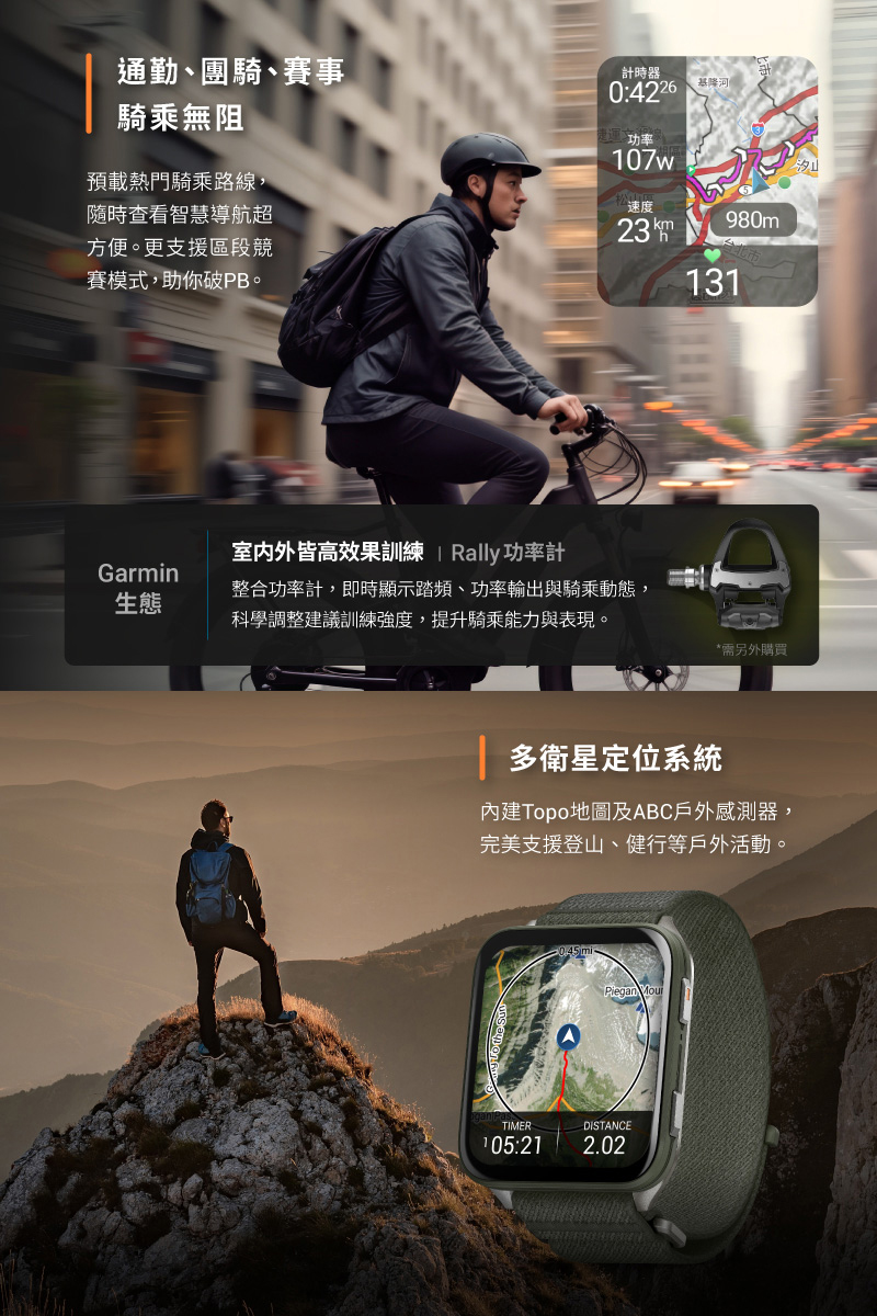 整合功率計,即時顯示踏頻、功率輸出與騎乘動態