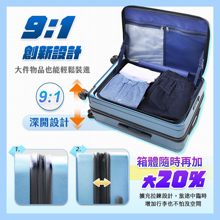 擴充拉鍊設計,旅途中臨時