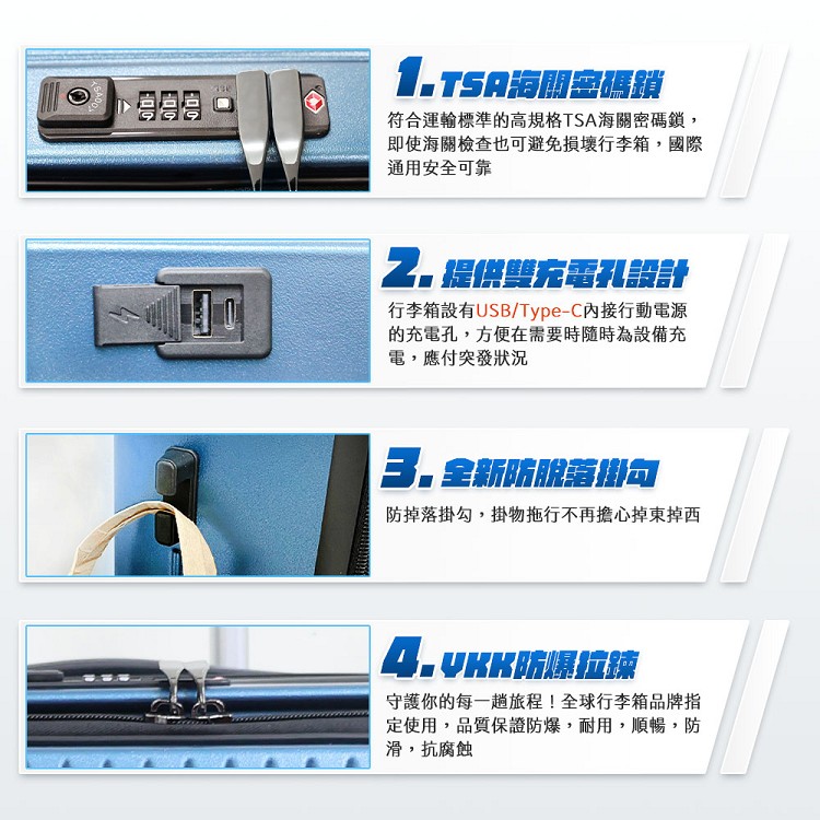 符合運輸標準的高規格TSA海關密碼鎖,