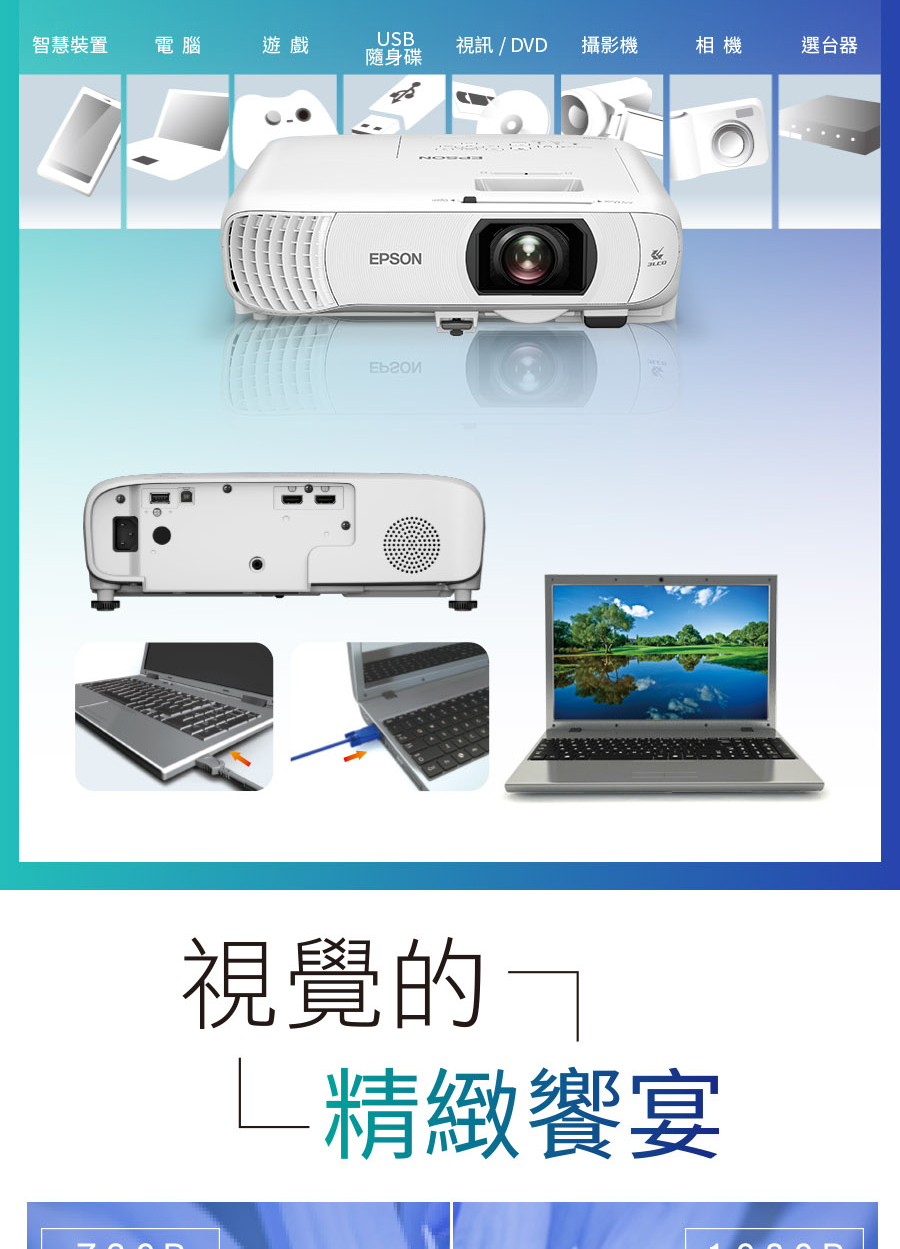 智慧裝置電腦遊戲USB視訊/DVD攝影機相機選台器隨身碟EPSON視覺的精緻宴