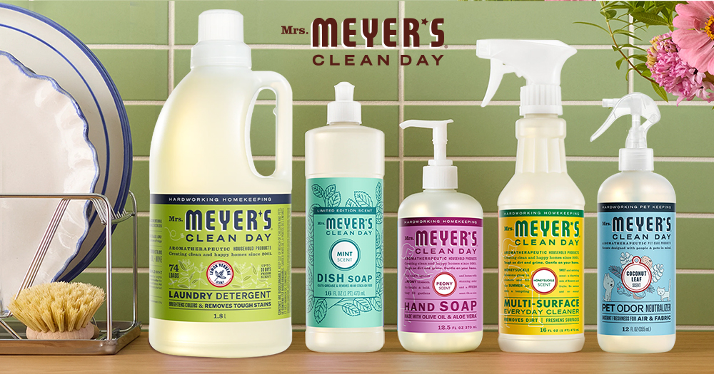 CLEAN DAY HOMEKEEINGMrsMEYERSCLEAN DAYARO  Creat      74PLAUNDRY DETERGENT   MOVES TOUGH STAINS EDITION MEYERSCLEAN DAYMINTDISH SOAP & RE CLEAN DAYMATHERAPEUTIC  i     PEONY16    HOME-MEYERSCLEAN DAY ng clean and happy homes    and .  HARDWORKING PET KEEPING-MEVERSCLEAN DAY COCONUTLEAFHAND SOAP OLIVE OIL & ALOE 12.5   SCENTMULTI-SURFACEEVERYDAY CLEANER DIRT   PET ODOR   FOR AIR & FABRIC