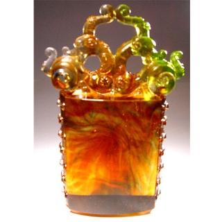 【開運陶源】琉璃-雙龍吐珠 文鎮(工藝品)