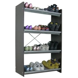 【美佳居】四層隨時調開放式鞋架/書架/雜誌架/置物架(深胡桃+古典灰)