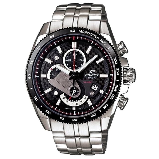 【CASIO】EDIFICE 極簡恆星三眼賽車運動錶(銀 EFR-513SP-1AVDF)