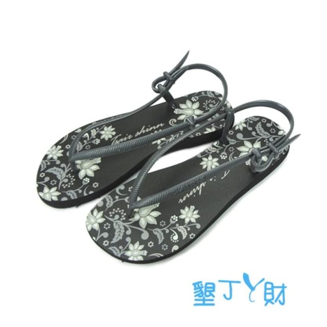 【墾丁ㄚ財】蔓藤花橡膠涼鞋(鐵灰/黑)促銷商品