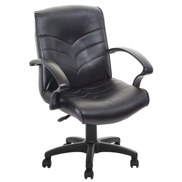 【吉加吉】低背箭紋 皮椅  電腦椅 TW-1007(黑色)