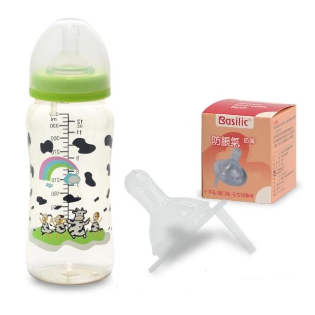 【貝喜力克】防脹氣寬口徑PES乳牛奶瓶360ml(送十字奶嘴2入)熱門推薦