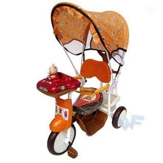 【MIT台灣童車】快樂熊遮陽三輪車(橘 / 紅)