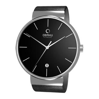 【OBAKU】純粹經典三針日期時尚腕錶(黑V153GCBRB)