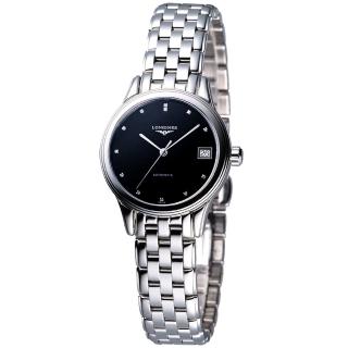 【LONGINES】旗艦系列真鑽機械錶女錶-黑(L42744576)