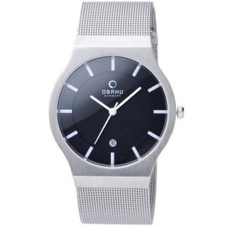 【OBAKU】極簡時代優雅時尚腕錶(黑面白刻V123GCBMCA)