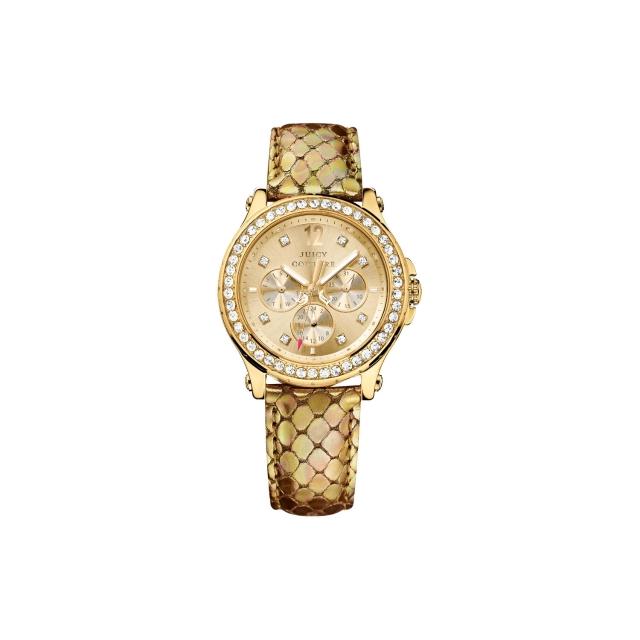 【Juicy Couture】珍愛奢華晶鑽日曆腕錶-金/38mm(J1901062)