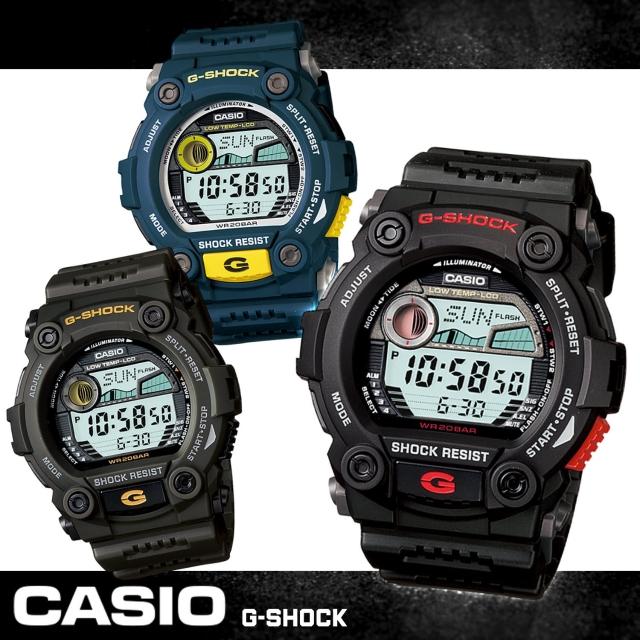 【CASIO 卡西歐 G-SHOCK 系列】炫彩街頭潮流潮汐休閒腕錶(G-7900)最新