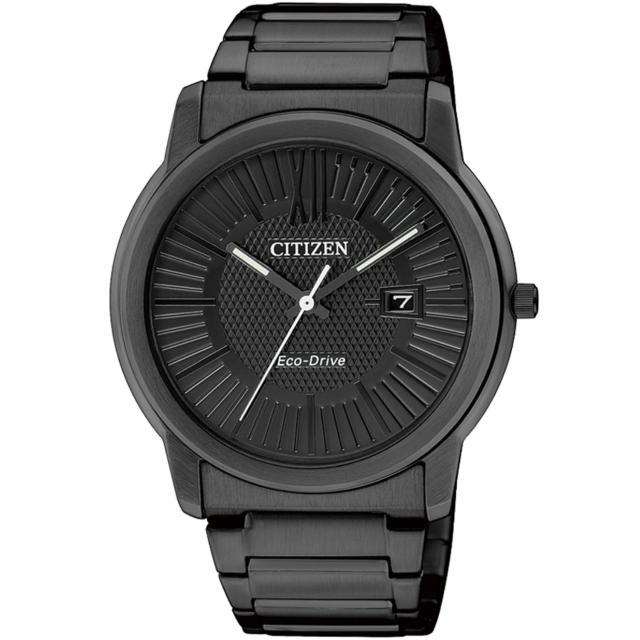 【CITIZEN 星辰】Eco-Drive 萬丈光芒貴族時尚腕錶(黑-AW1215-54E)秒殺搶購