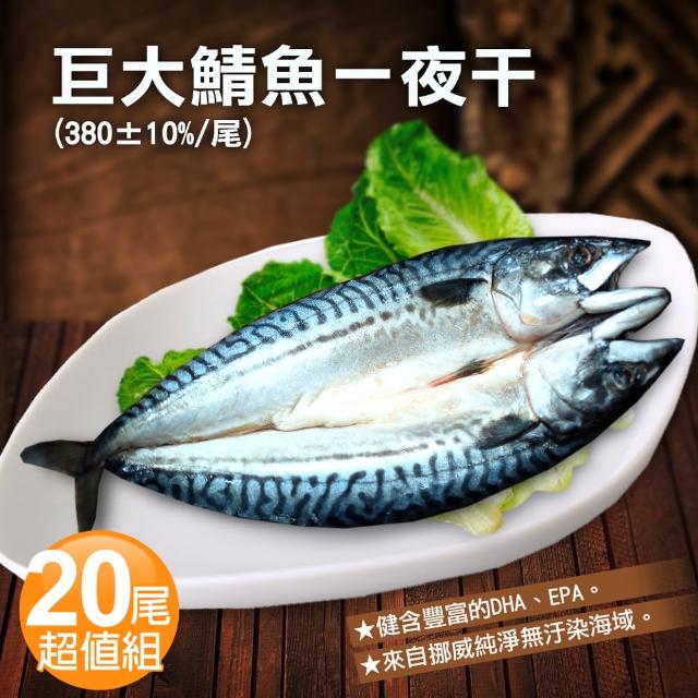 【優鮮配】挪威當季鯖魚一夜干20尾超值組(約380g/整尾)便宜賣